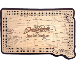 South Dakota Map 3 Track Cribbage Board